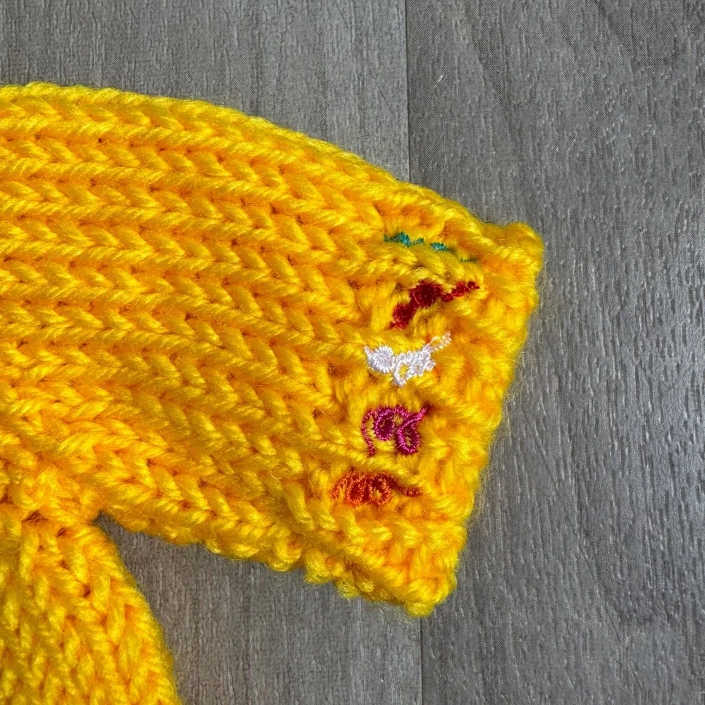 Handmade Knit Doll Sweater Happy Birthday Cake Embroidery Stuffie Accessory Cute